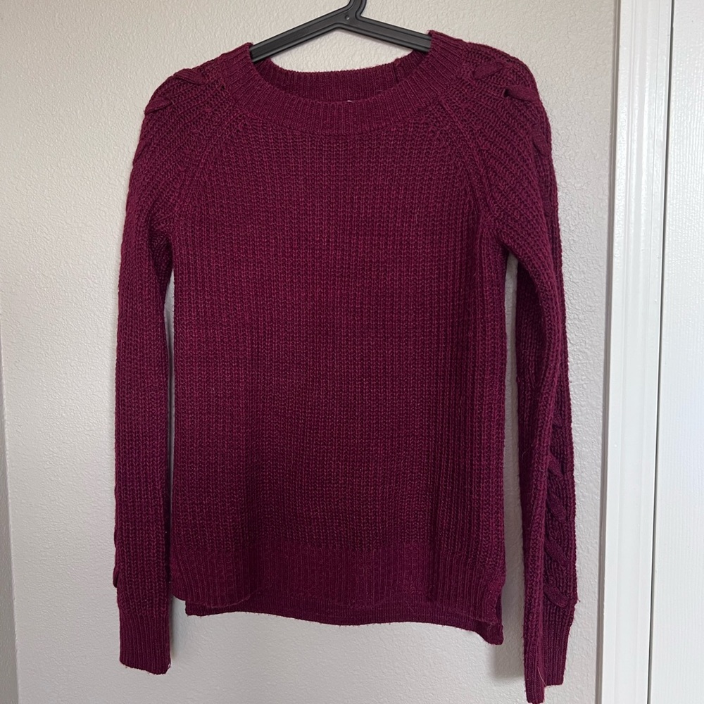 HERITAGE KNITTED BURGUNDY LONG SLEEVE XS